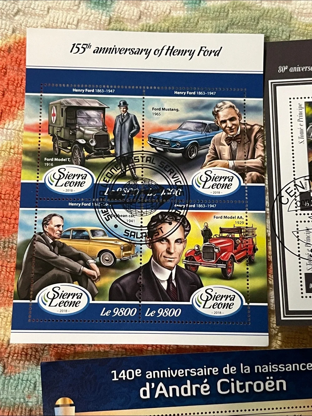 Vintage Classic Car Stamp Collection Sheets - Multicolor